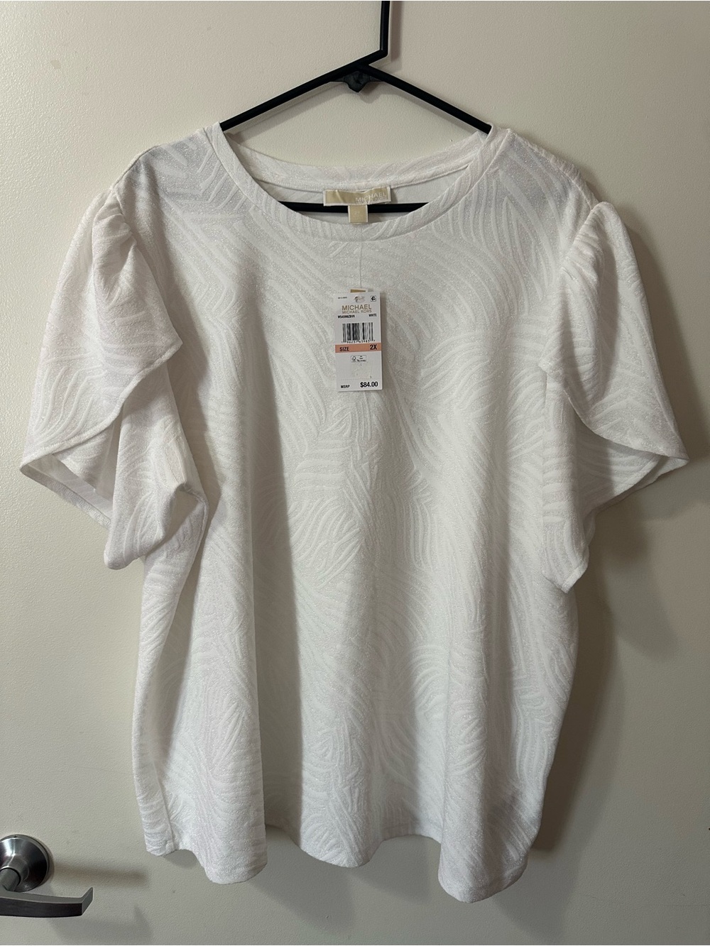 Michael Kors White Short Sleeve Subtle Pattern Tee